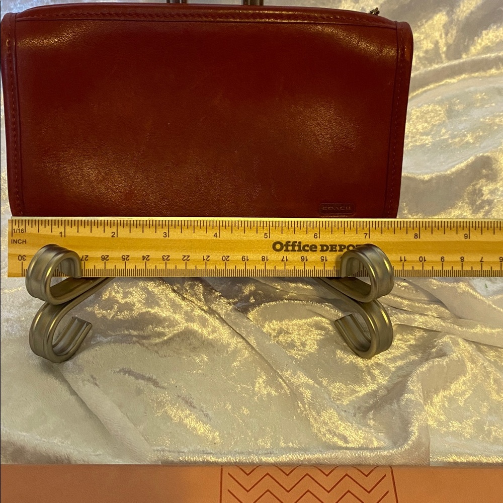 Vintage Coach skinny makeup case/pouch. Dark red in color. - Picture 3 of 9